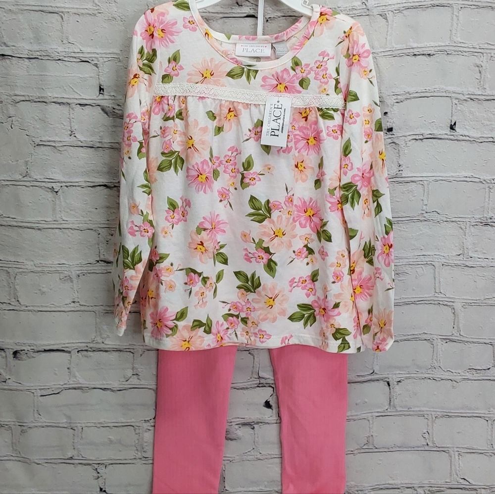 'THE CHILDREN'S PLACE' 'VICTORIAN TEA ROSE' LONG-SLEEVE TOP & LEGGINGS OUTFIT